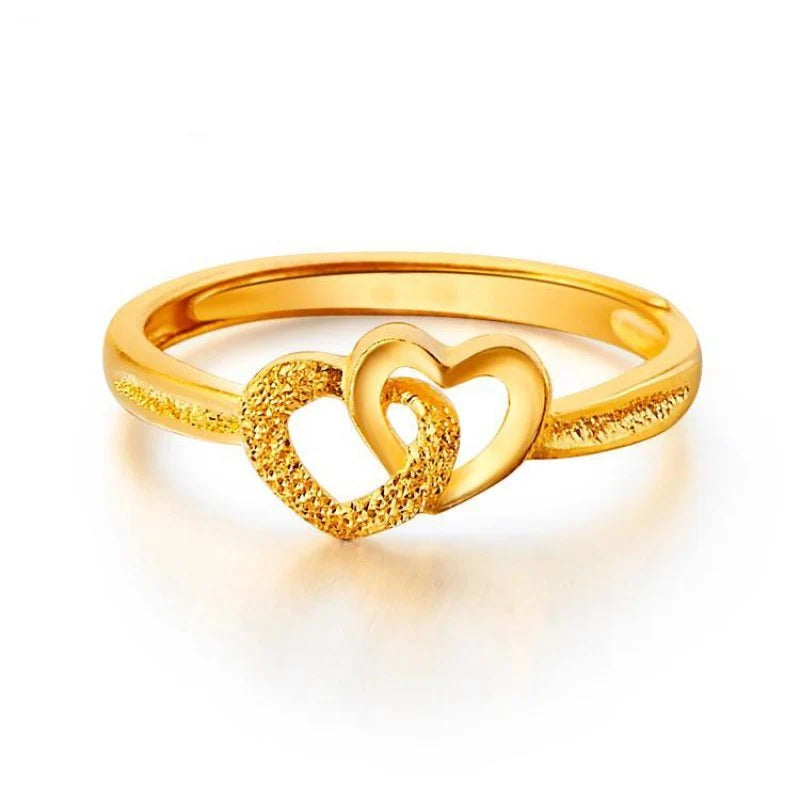 Gold Plated Retro Heart Ring – Vintage Heart Statement Ring for Women | Elegant Fashion Jewelry