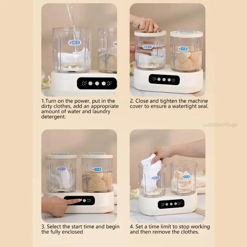 Twin Bucket Mini Washing Machine – Compact & Quiet