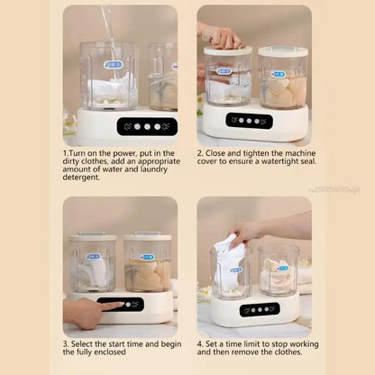 Twin Bucket Mini Washing Machine – Compact & Quiet
