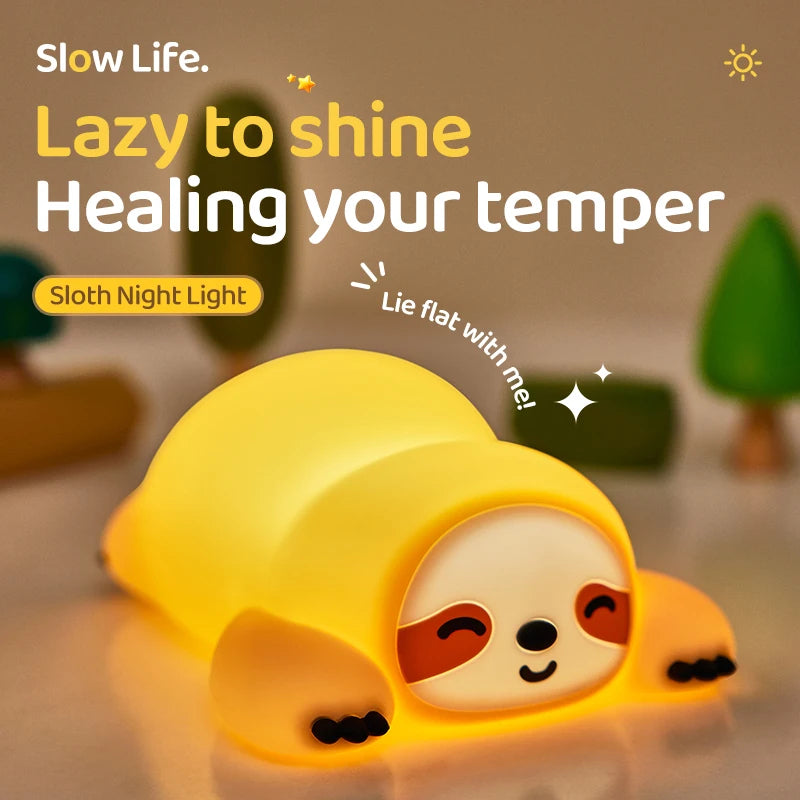 Cute Sloth Night Light – Rechargeable LED Touch Lamp