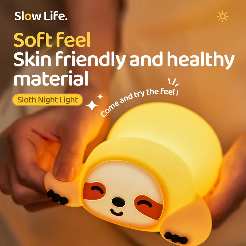 Cute Sloth Night Light – Rechargeable LED Touch Lamp