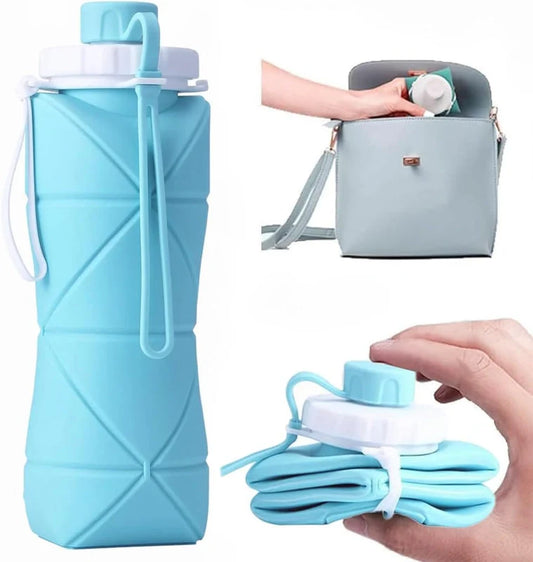 Silicone Folding Water Bottle – Collapsible Reusable Travel & Sports Water Bottle