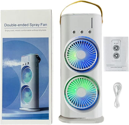 Double Ended Spray Fan – 2-in-1 Portable Misting & Cooling Fan with Water Spray, Rechargeable Handheld Mini Fan for Home, Office & Outdoor Use