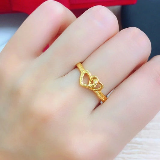 Gold Plated Retro Heart Ring – Vintage Heart Statement Ring for Women | Elegant Fashion Jewelry